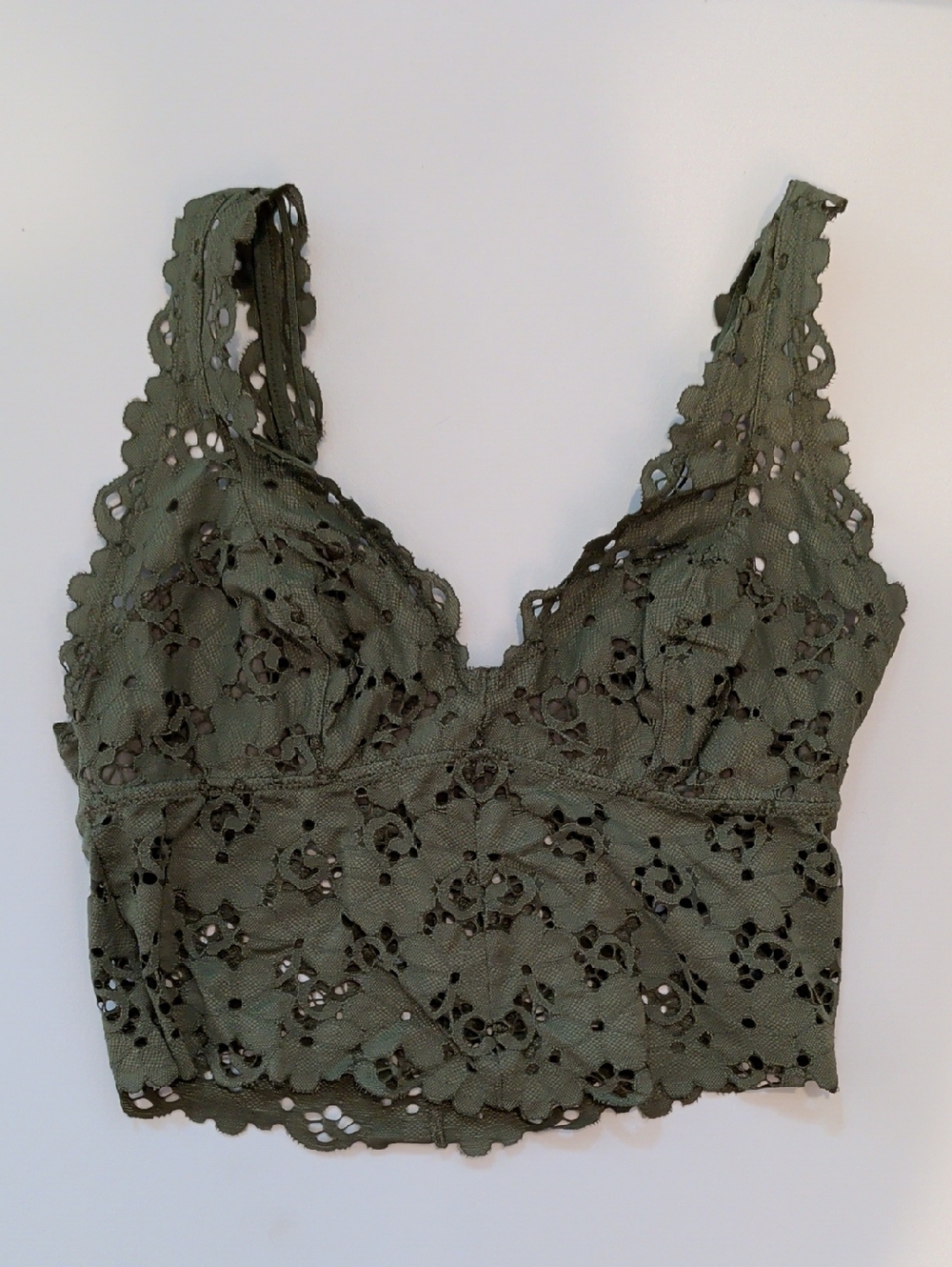 Aerie Green Longline Lace Bralette